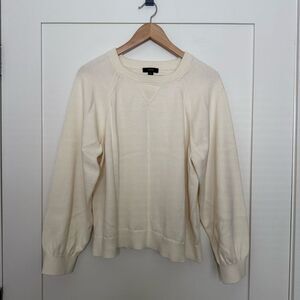J Crew Sweater Womens Sz XL Ivory Knit Cotton Cashmere Pullover Preppy Comfort